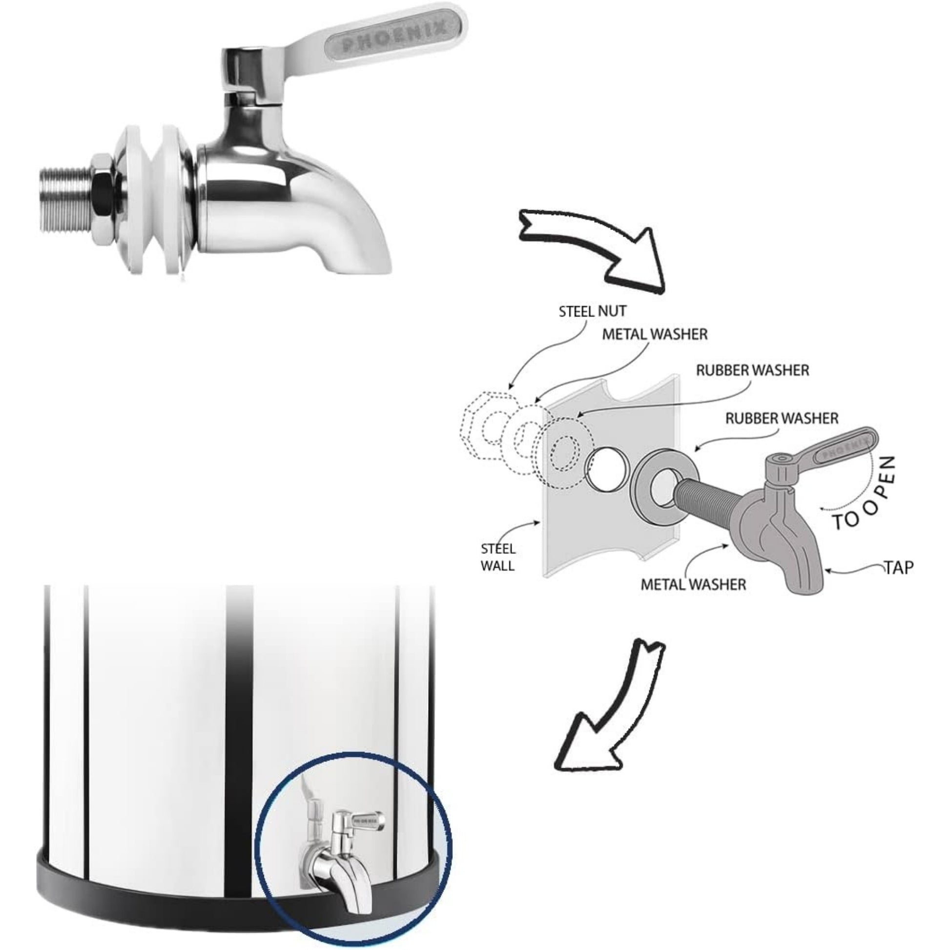 RVS Kraan voor Phoenix Gravity Waterfilters 